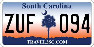 SC license plate ZUF094