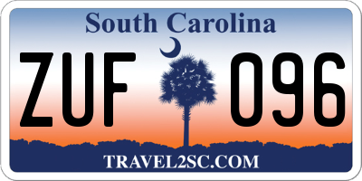 SC license plate ZUF096