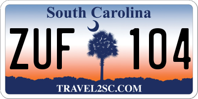 SC license plate ZUF104