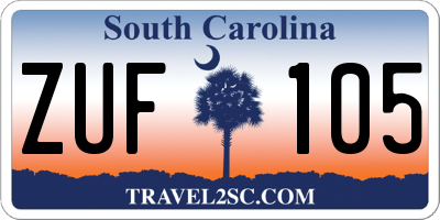 SC license plate ZUF105