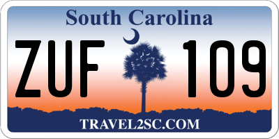 SC license plate ZUF109