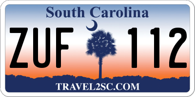 SC license plate ZUF112