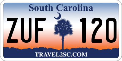 SC license plate ZUF120