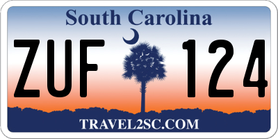 SC license plate ZUF124