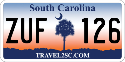 SC license plate ZUF126