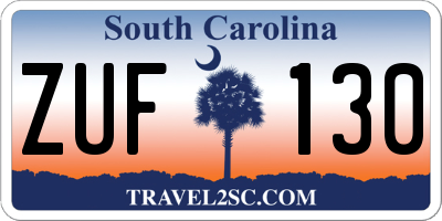 SC license plate ZUF130