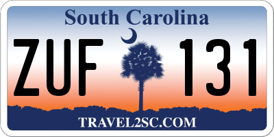 SC license plate ZUF131