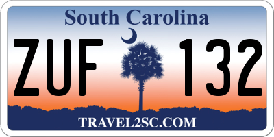 SC license plate ZUF132