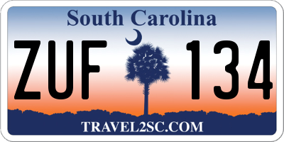 SC license plate ZUF134