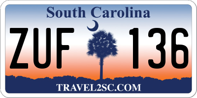 SC license plate ZUF136