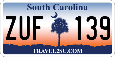 SC license plate ZUF139