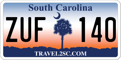 SC license plate ZUF140