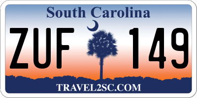 SC license plate ZUF149