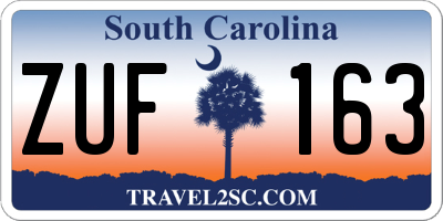 SC license plate ZUF163