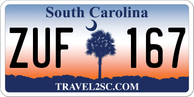 SC license plate ZUF167