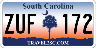 SC license plate ZUF172