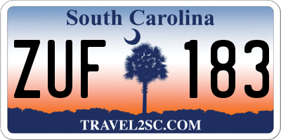 SC license plate ZUF183