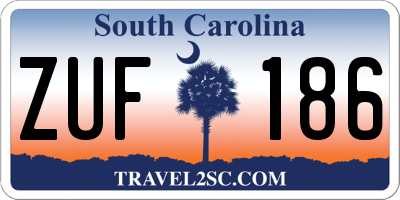 SC license plate ZUF186