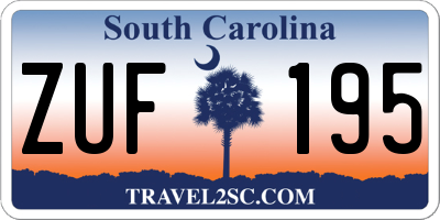 SC license plate ZUF195