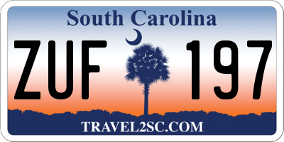 SC license plate ZUF197