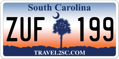 SC license plate ZUF199