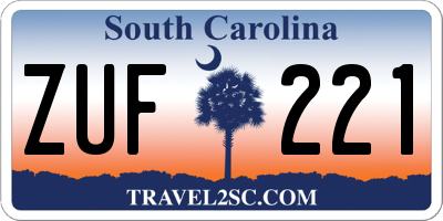 SC license plate ZUF221