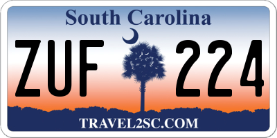 SC license plate ZUF224