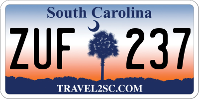 SC license plate ZUF237