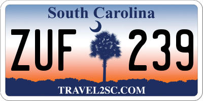 SC license plate ZUF239