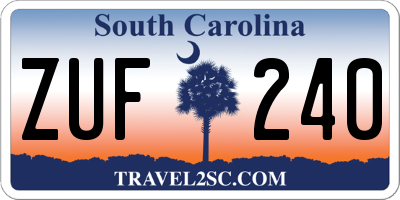 SC license plate ZUF240