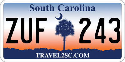 SC license plate ZUF243