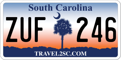 SC license plate ZUF246