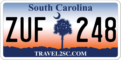 SC license plate ZUF248