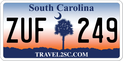 SC license plate ZUF249