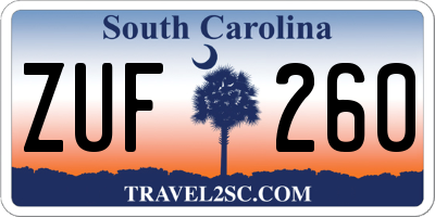 SC license plate ZUF260