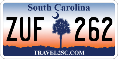 SC license plate ZUF262