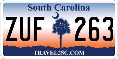 SC license plate ZUF263