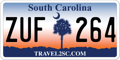 SC license plate ZUF264