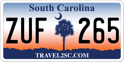 SC license plate ZUF265