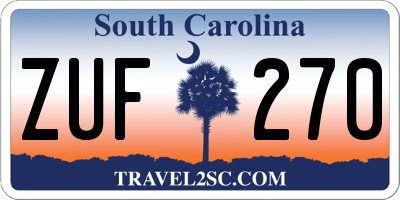 SC license plate ZUF270