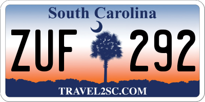 SC license plate ZUF292