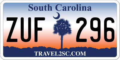 SC license plate ZUF296