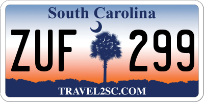 SC license plate ZUF299