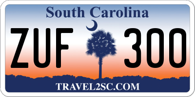 SC license plate ZUF300