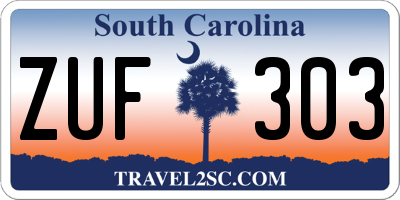 SC license plate ZUF303