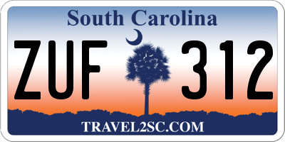 SC license plate ZUF312