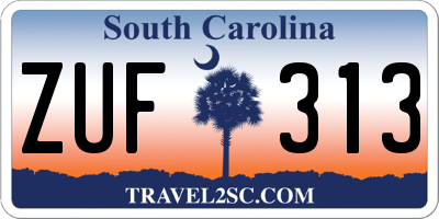 SC license plate ZUF313