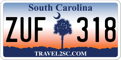 SC license plate ZUF318