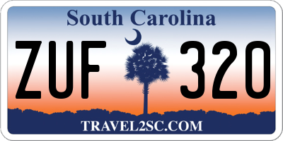 SC license plate ZUF320