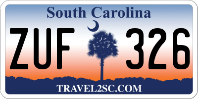 SC license plate ZUF326